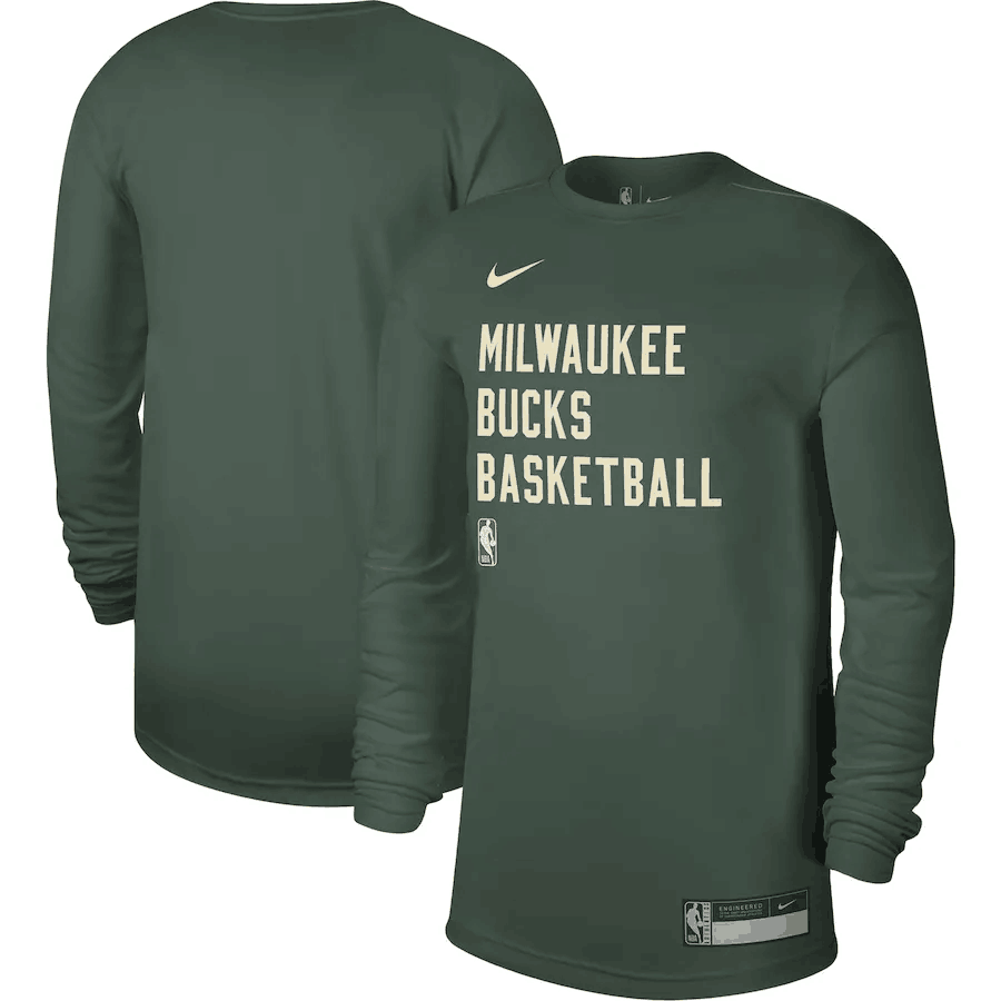 Men's Milwaukee Bucks Hunter Green 2023/24 Legend On-Court Practice Long Sleeve T-Shirt